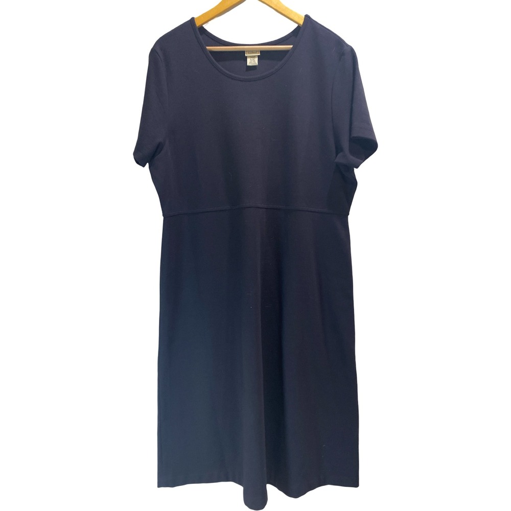 LL Bean Black Supima Cotton Modal Empire‎ Waist T-Shirt Dress XL Petite Capsule